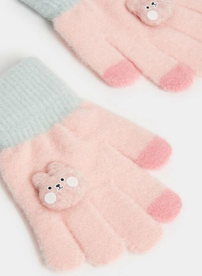 Styli Cartoon Knit Convertible Mittens Warm Gloves